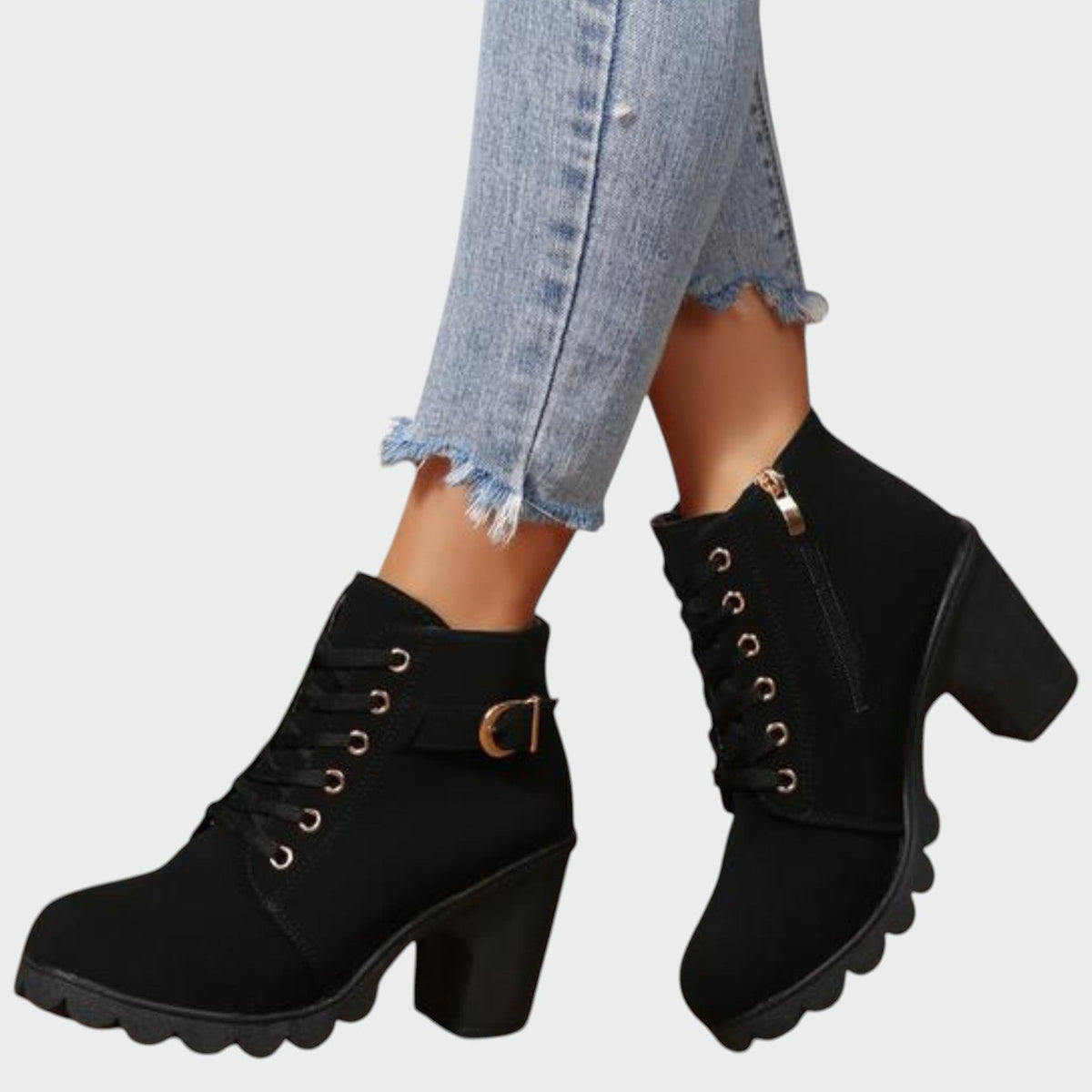 Olivia – Stivaletti con Lacci e Fibbie, Suola Chunky